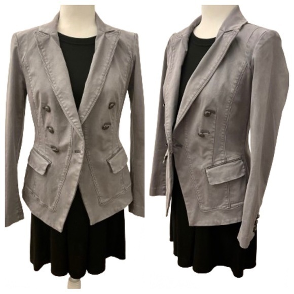 White House Black Market Military Style Jacket Soft Gray Size 0